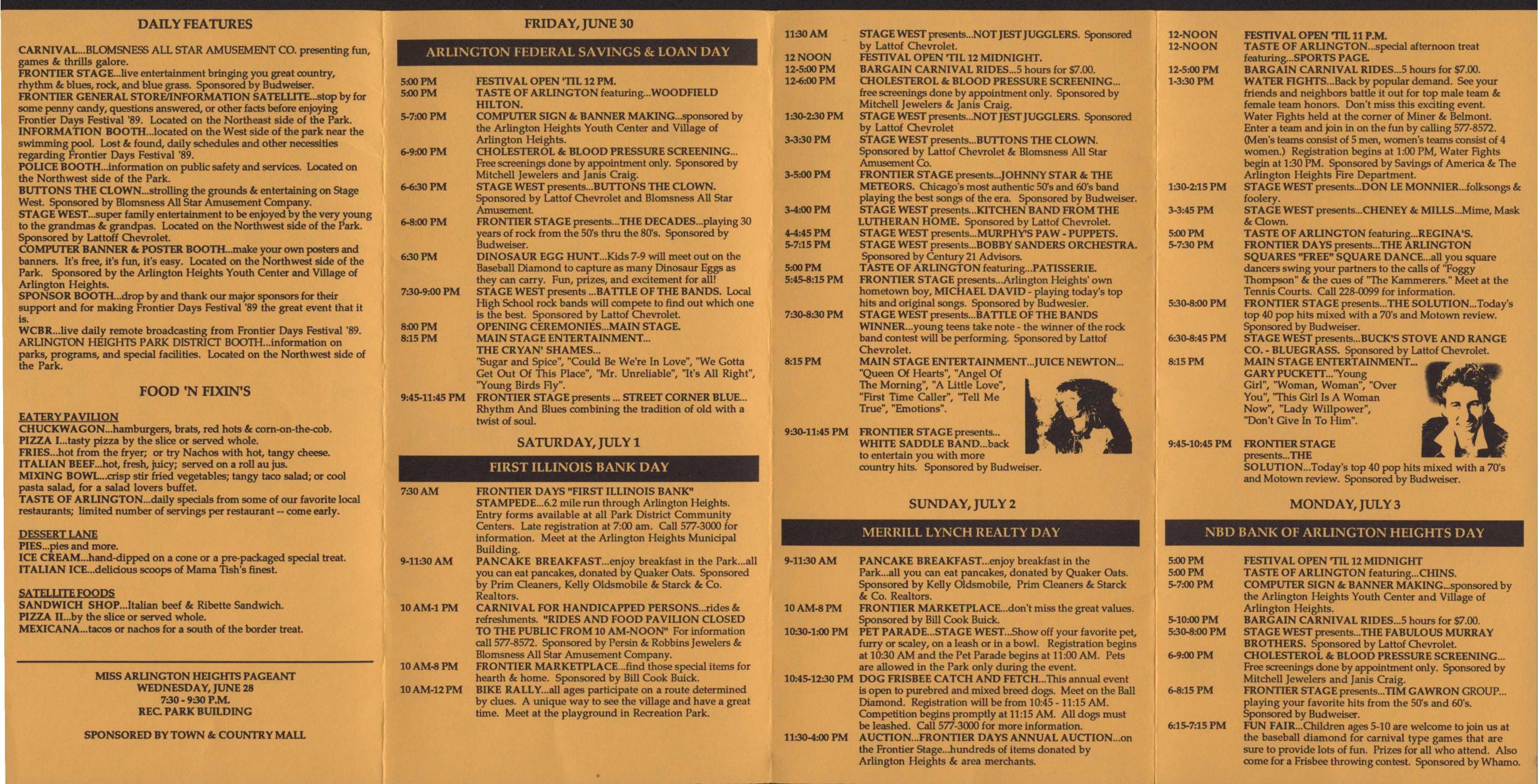 Frontier Days 1989 brochure, page 2