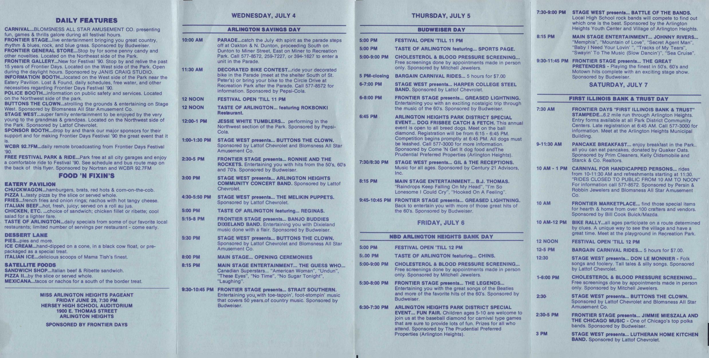 Frontier Days 1990 brochure, page 2