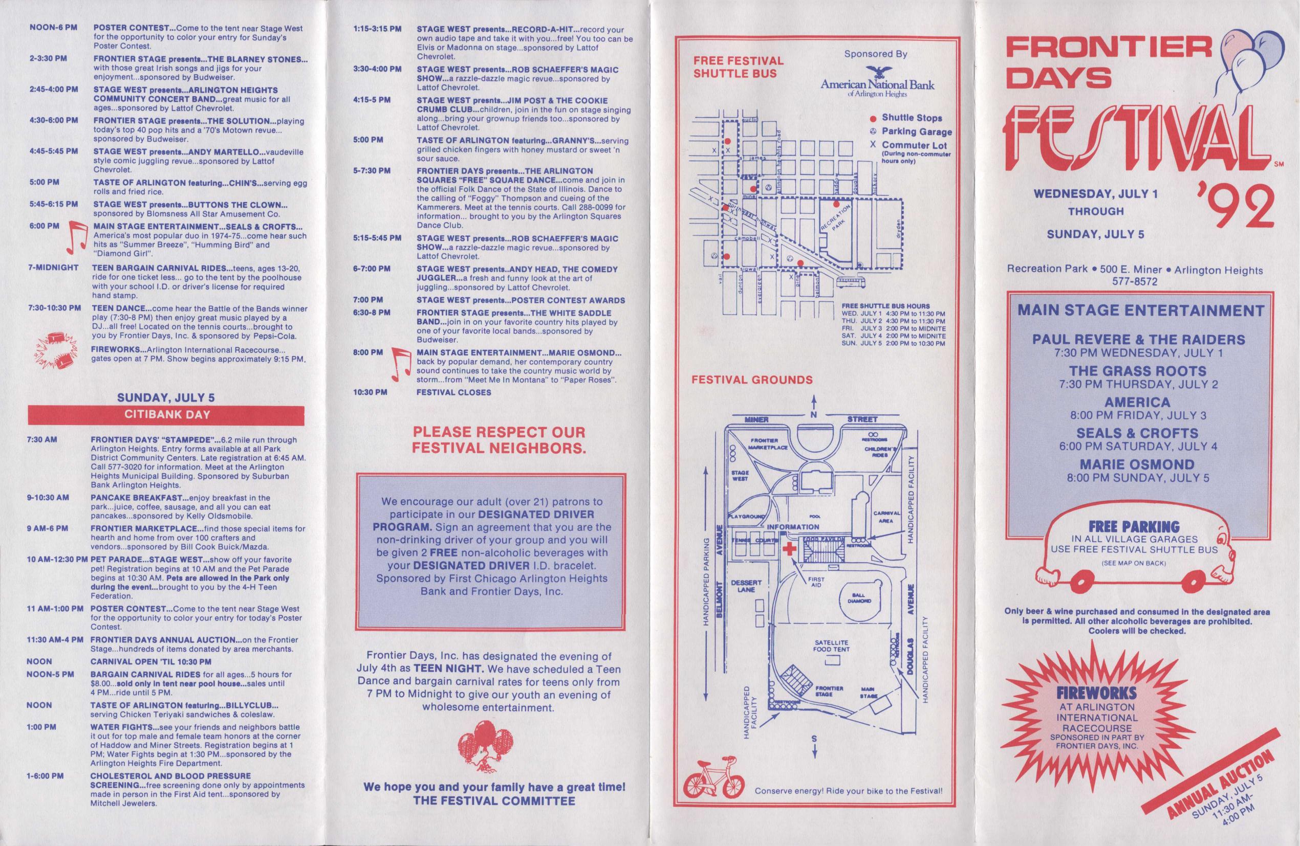 Frontier Days 1992 brochure, page 1