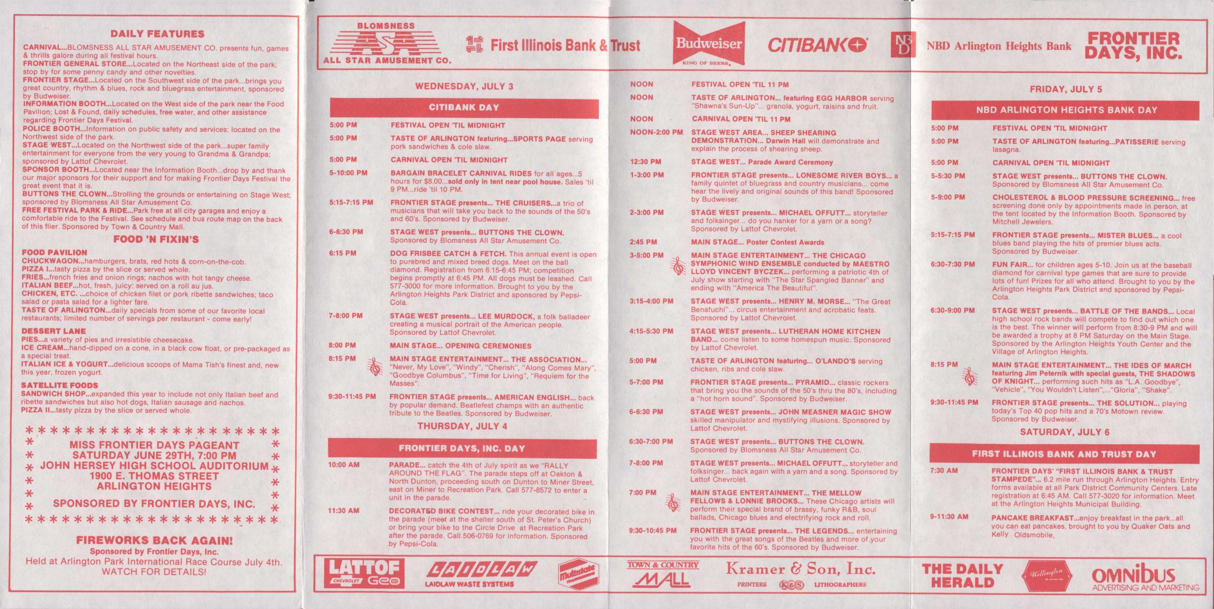 Frontier Days 1991 brochure, page 2