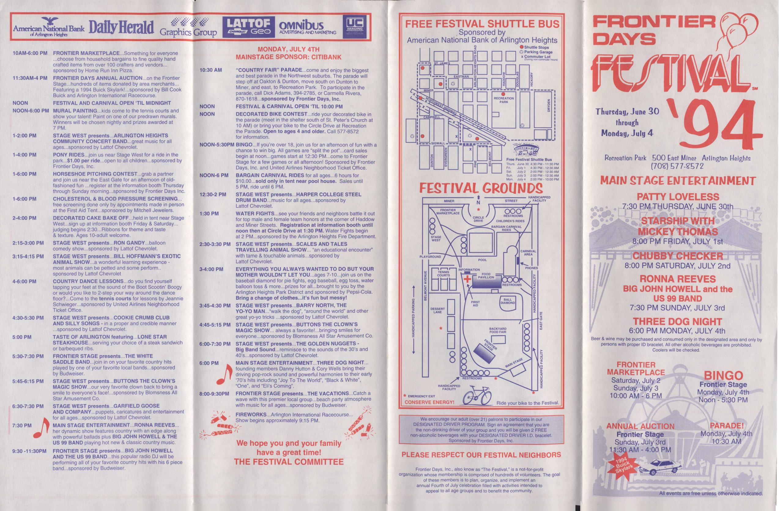 Frontier Days 1994 brochure, page 1