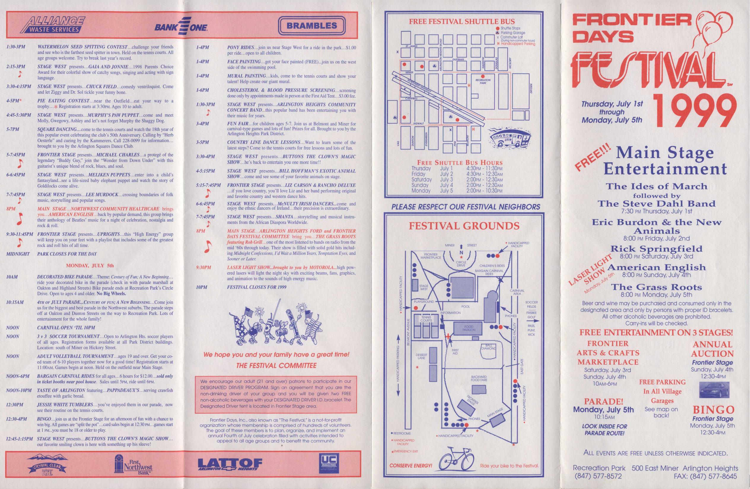 Frontier Days 1999 brochure, page 1
