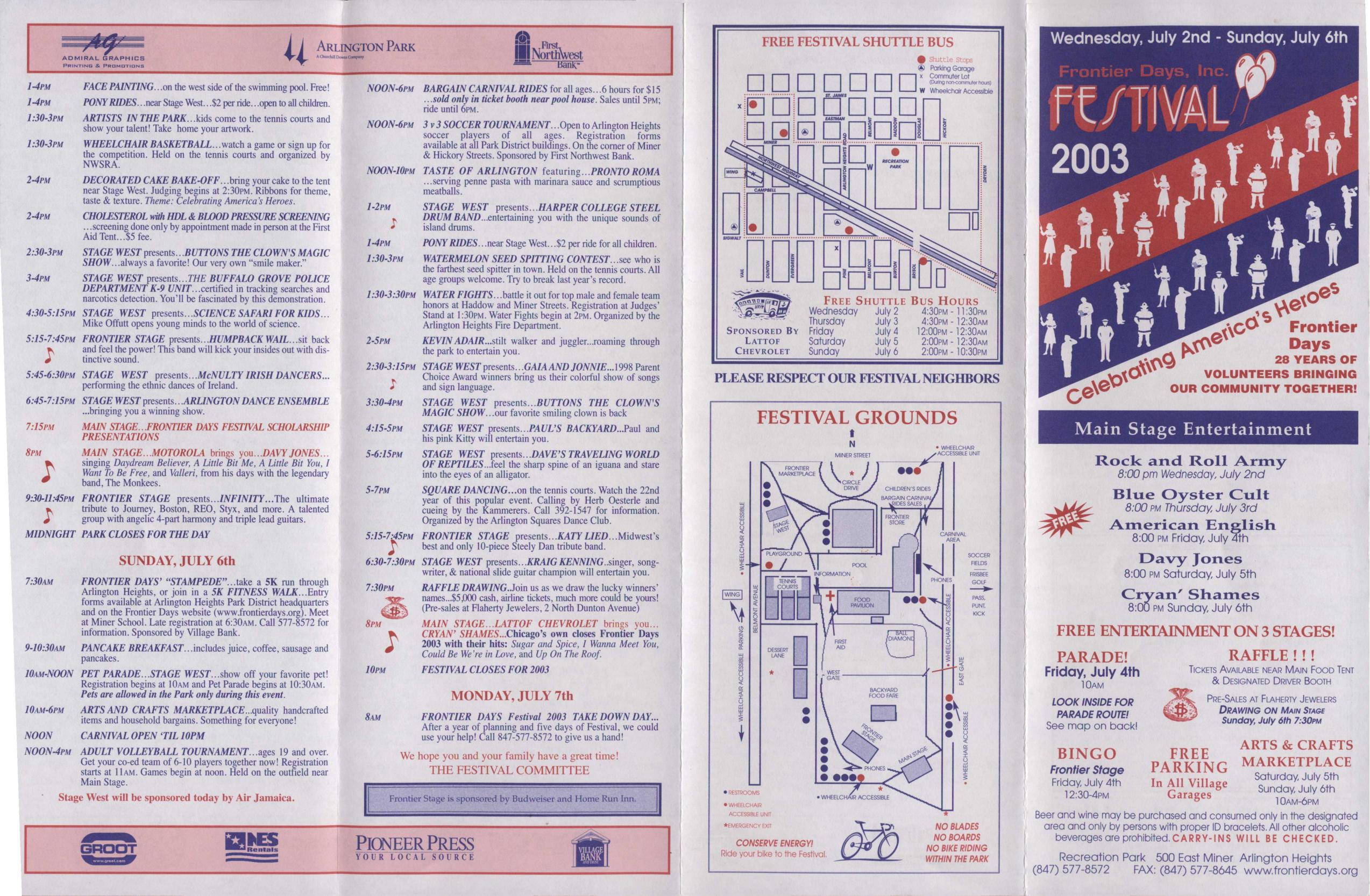 Frontier Days 2003 brochure, page 1