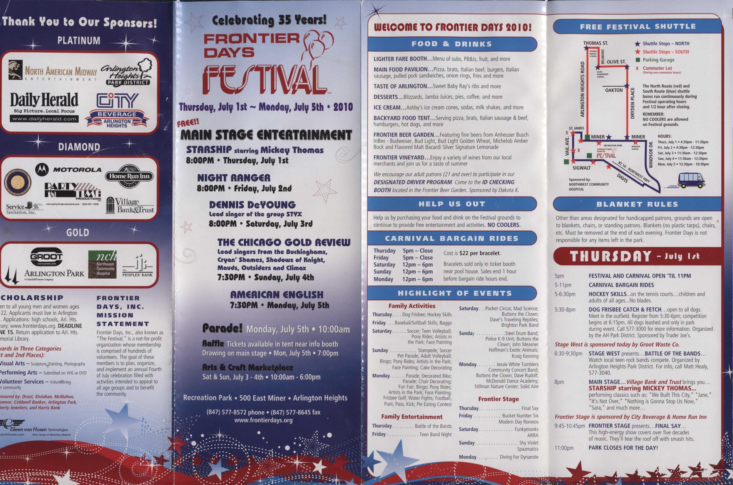 Frontier Days 2010 brochure, page 1
