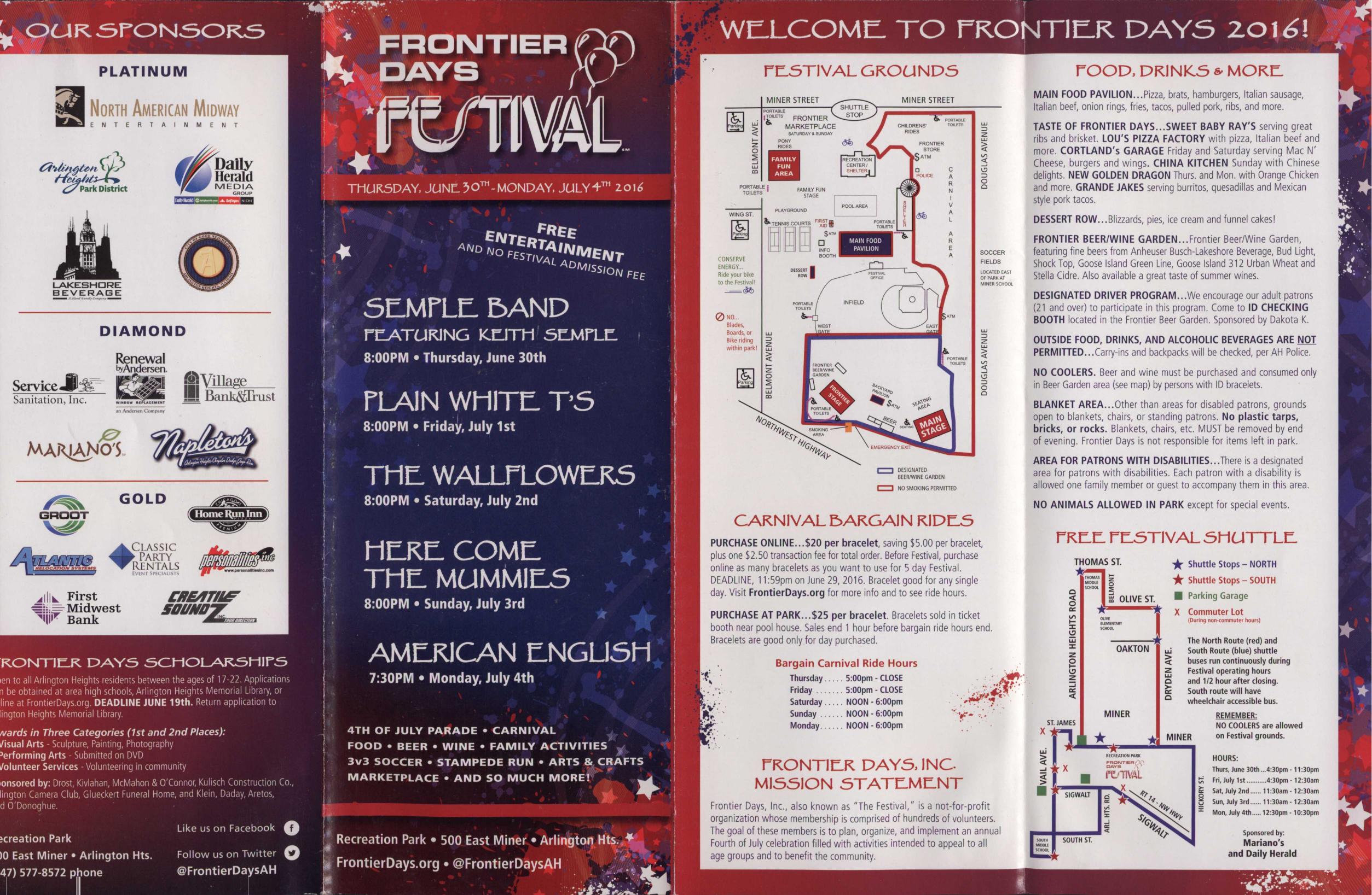 Frontier Days 2016 brochure, page 1