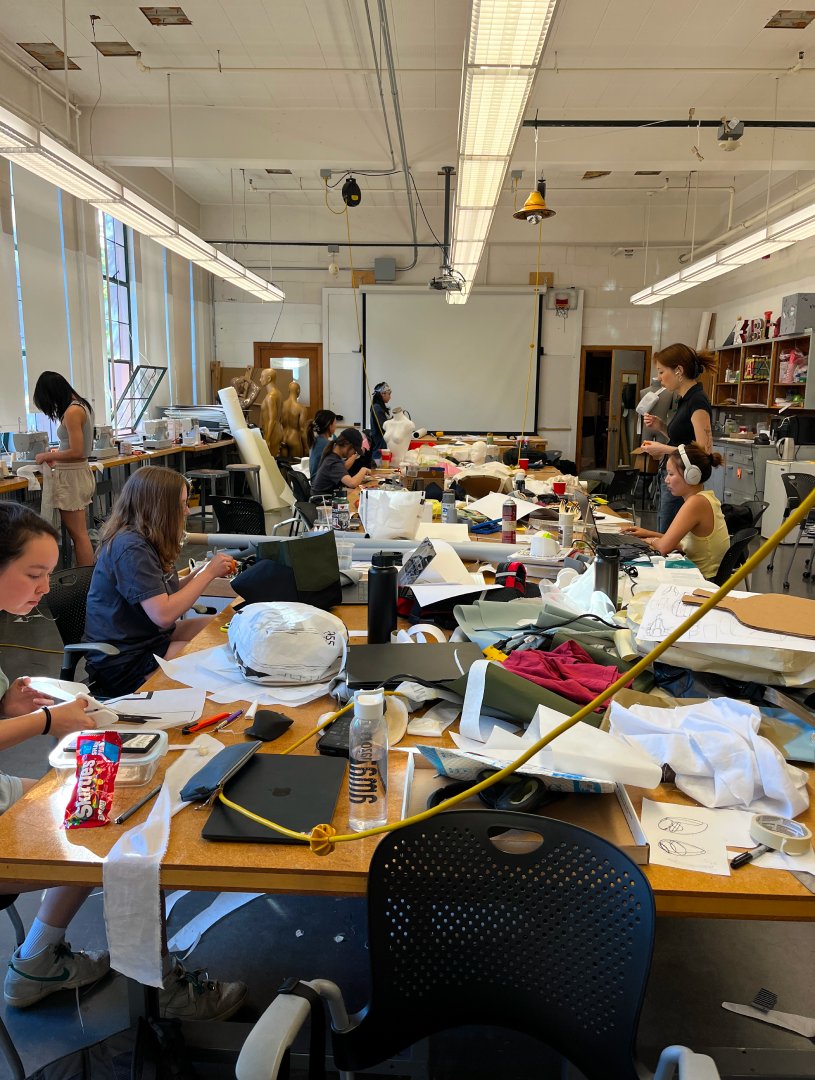 The studio gets pretty messy at the end of the backpack project!