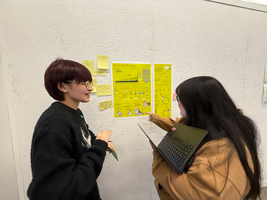 Lee and Cleo critiquing an early version of Lee’s broadsheet!