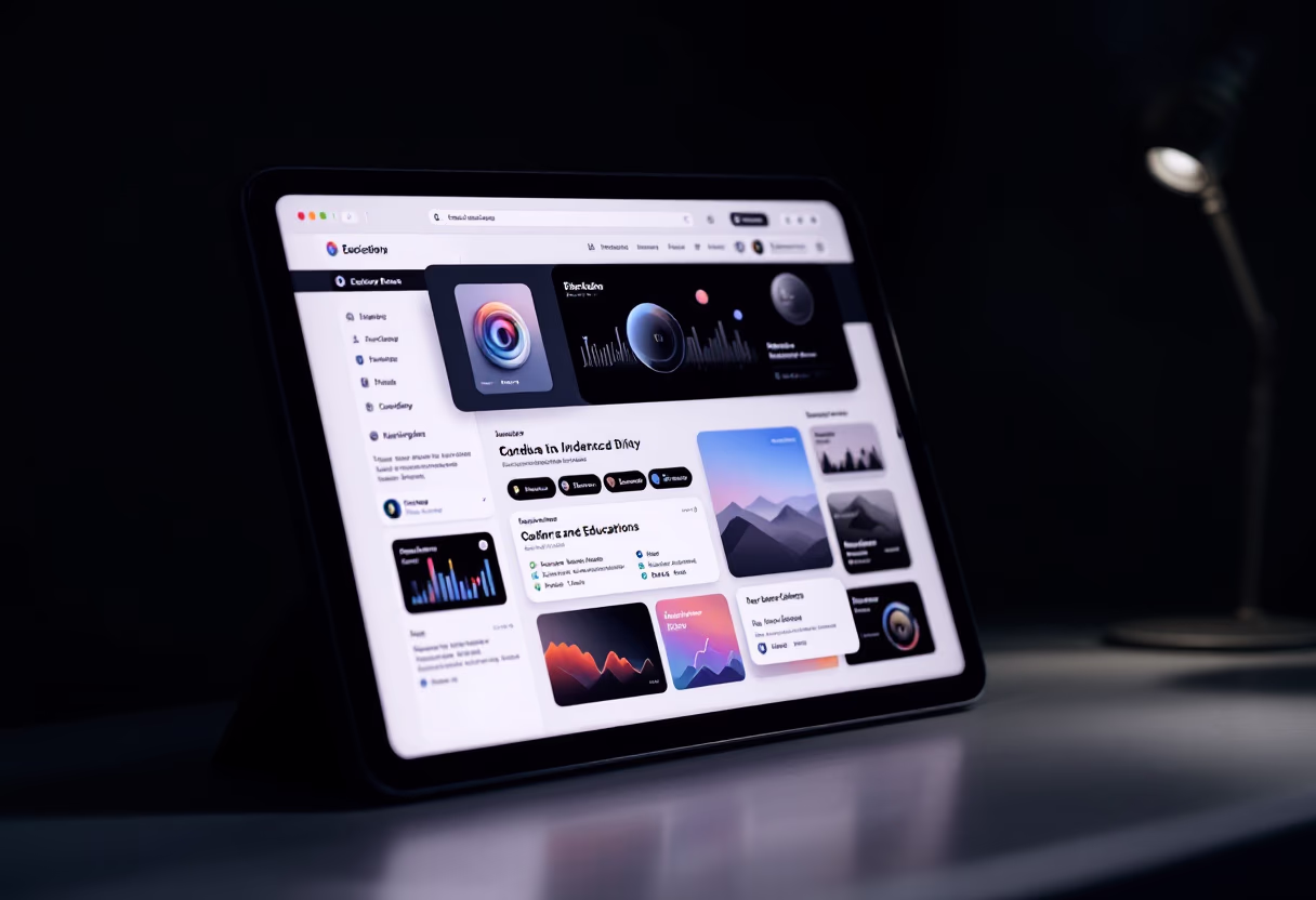 [interface] image of a computer showcasing educational software (for a edtech)