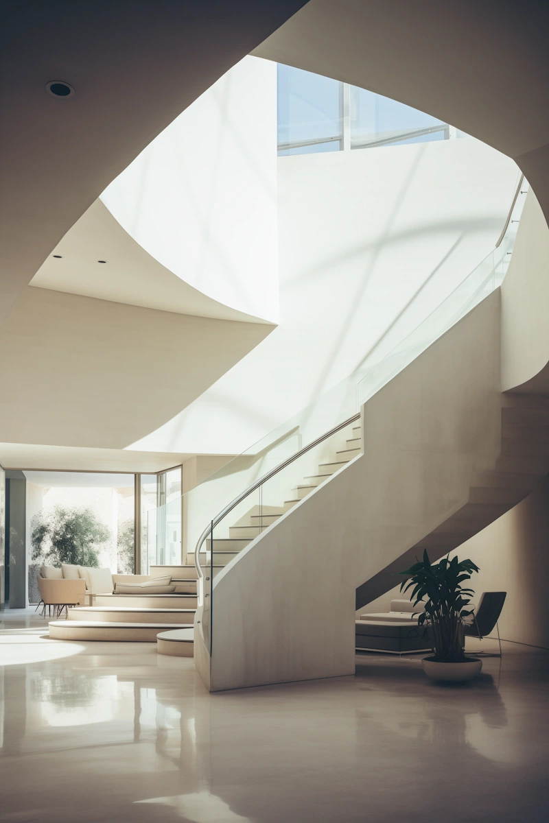 An elegance clear white inside architecture