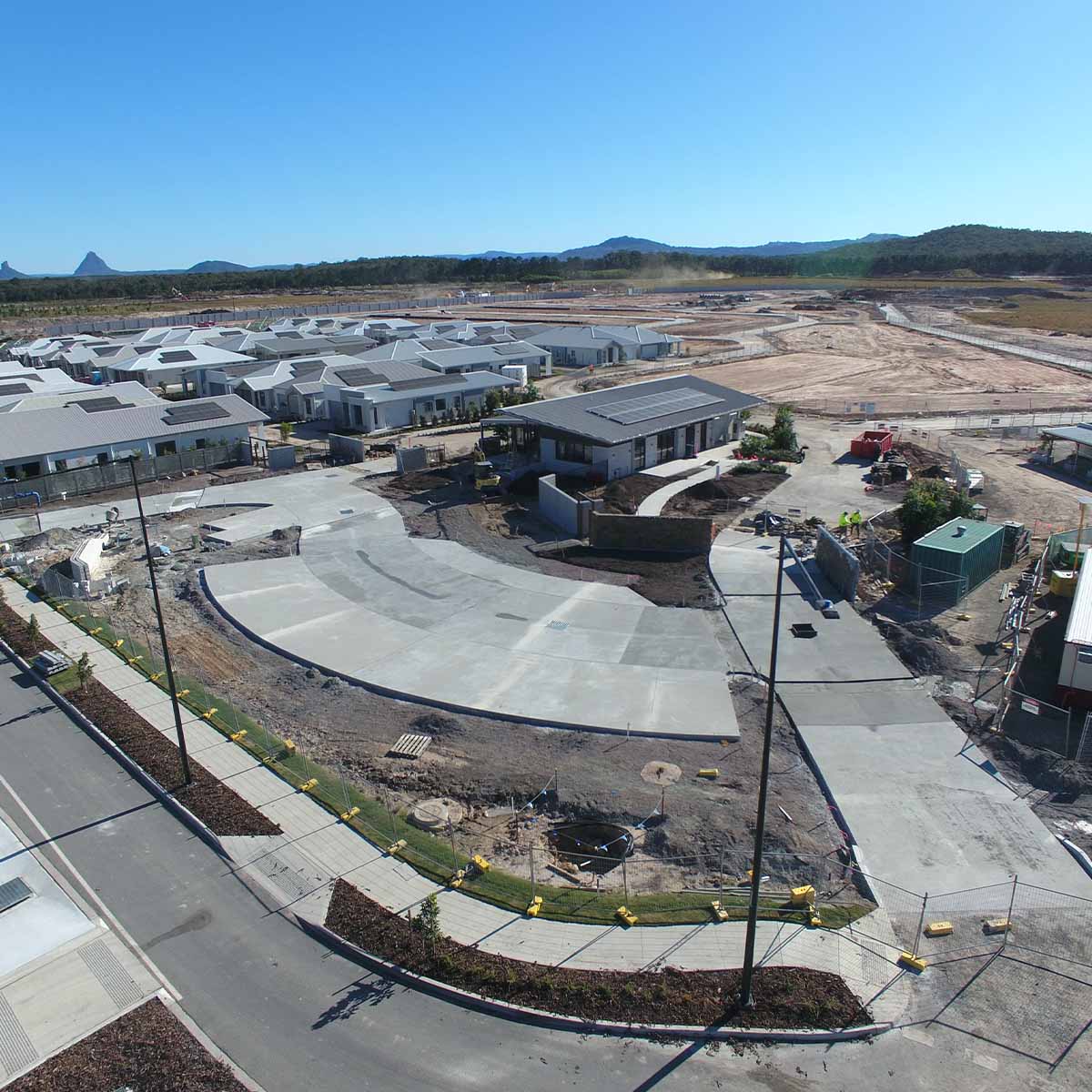 drone view of residential development