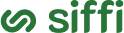 Siffi wordmark logo in green with leaf motifs inside the letters.