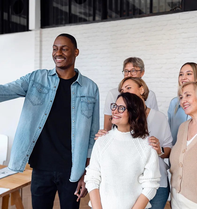 A group of people standing next to each other.