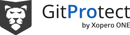 Logo of a lion head next to the text 'GitProtect.cloud Backup & Disaster Recovery'.