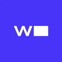 White letter W and a white square on a solid blue background forming a simple logo.
