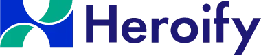 Heroify logo with stylized blue and green icon to the left of text.