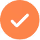 White checkmark inside an orange circle symbolizing confirmation or success.