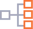 a black and orange logo