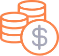 a stack of coins with a dollar sign