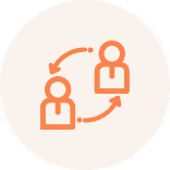 a circle with orange line and arrows
