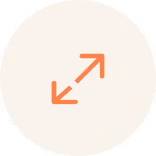a white circle with orange arrows