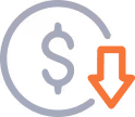 a dollar sign with an arrow pointing down