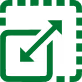 a green arrow in a square