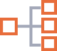 a black background with orange squares