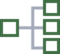 a black background with green squares