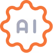 a logo with orange and grey letters