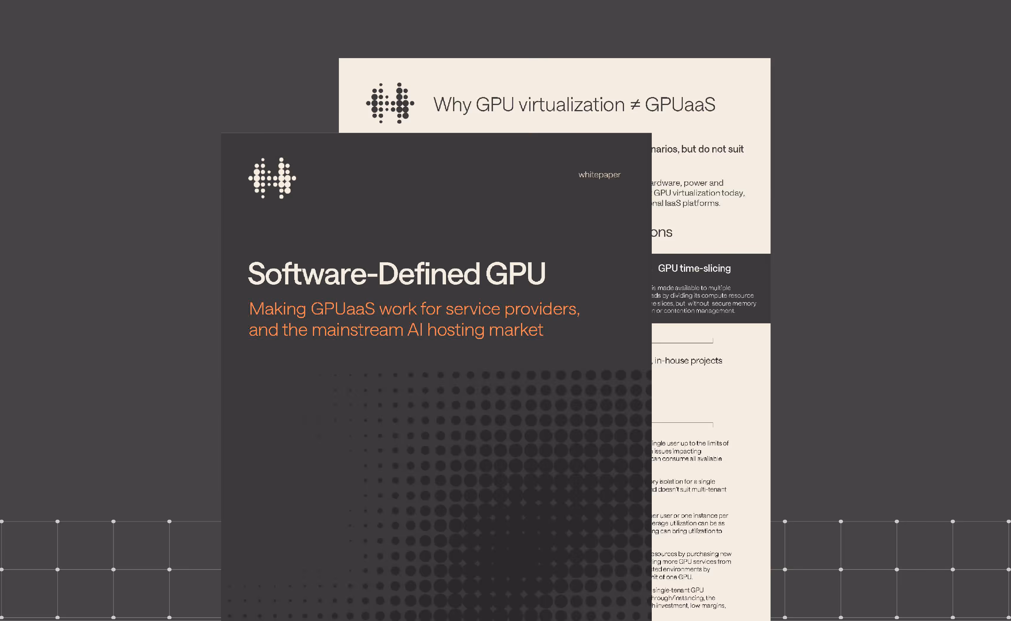 Cover of a whitepaper titled Software-Defined GPU about GPUaaS for AI hosting and service providers.