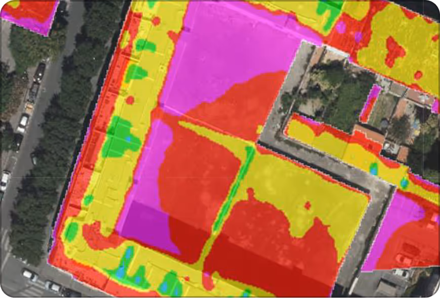 Visuel d'un STD avec les zones de chaleur du bâtiment.