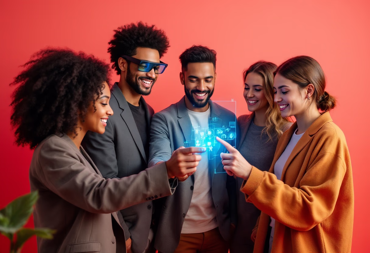 image of team collaborating for an ar/vr company