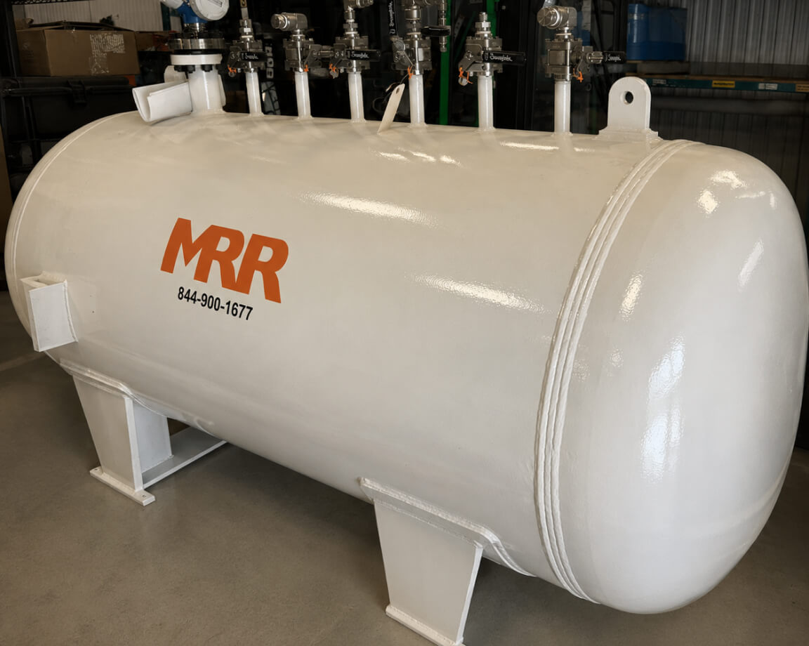 MRR-branded odorizer vessel with instrumentation in a fabrication shop