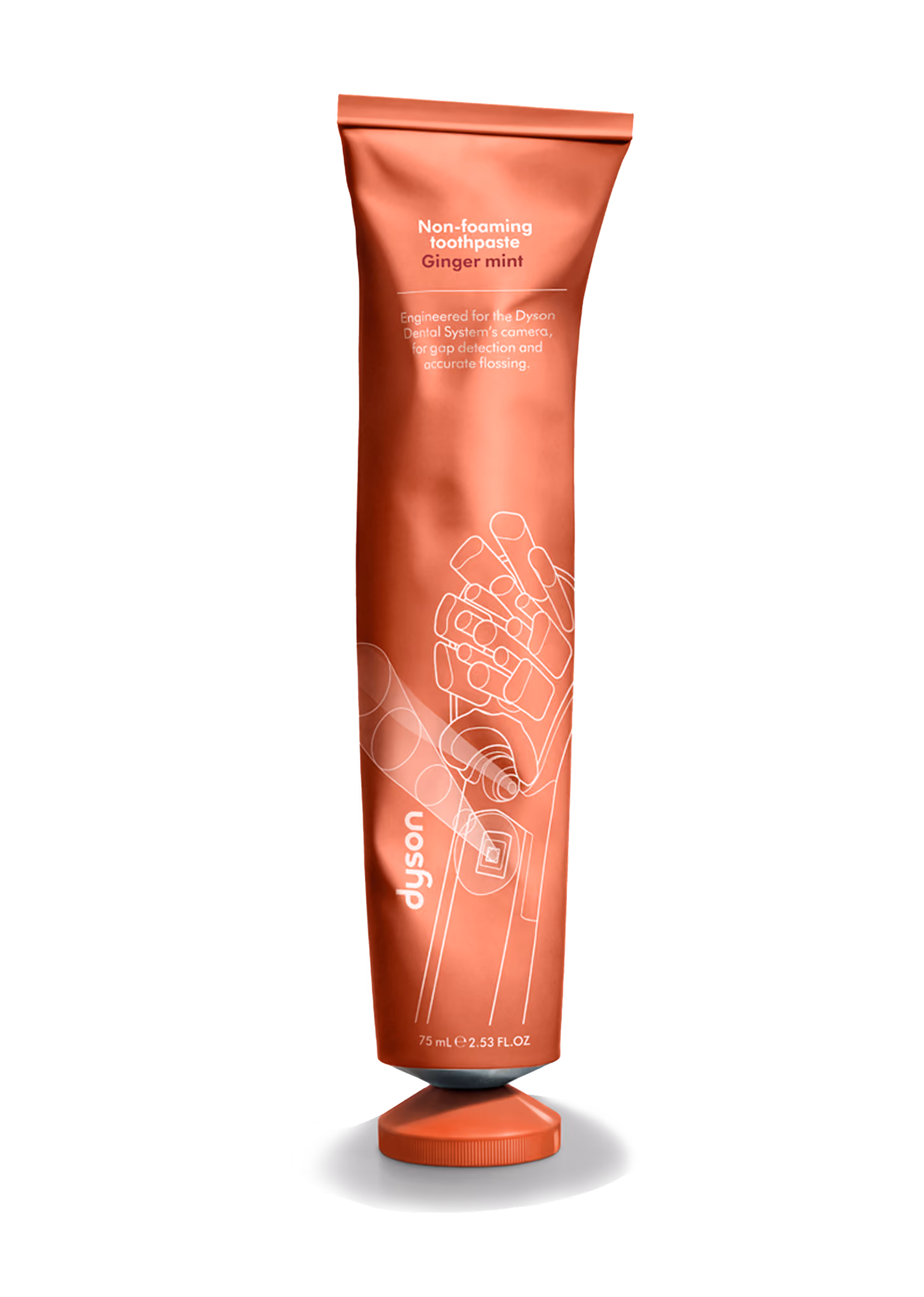 Tube of Dyson non-foaming ginger mint toothpaste.