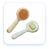 Icon of two spoons, one filled with brown powder and the other with white granules, inside a blue rounded square border.