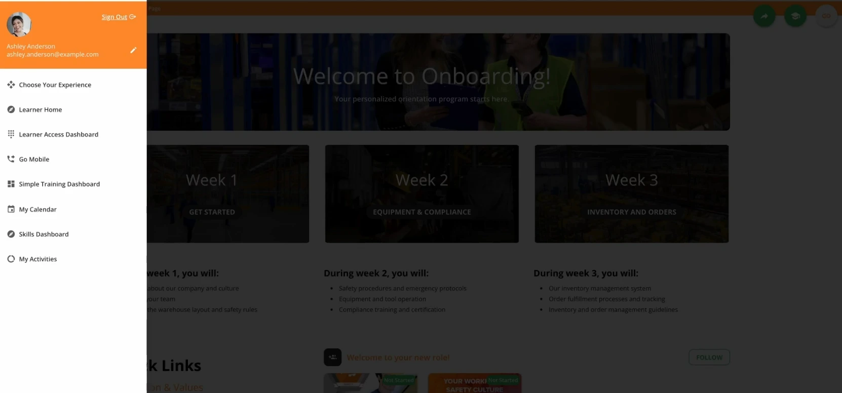 Beispiel-Onboardingkurs in Docebo
