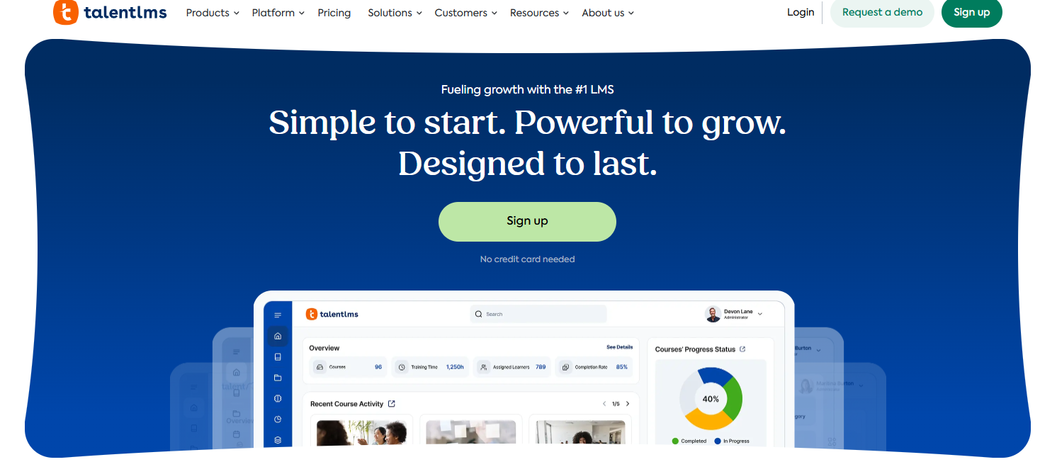 Talent LMS Homepage Screenshot