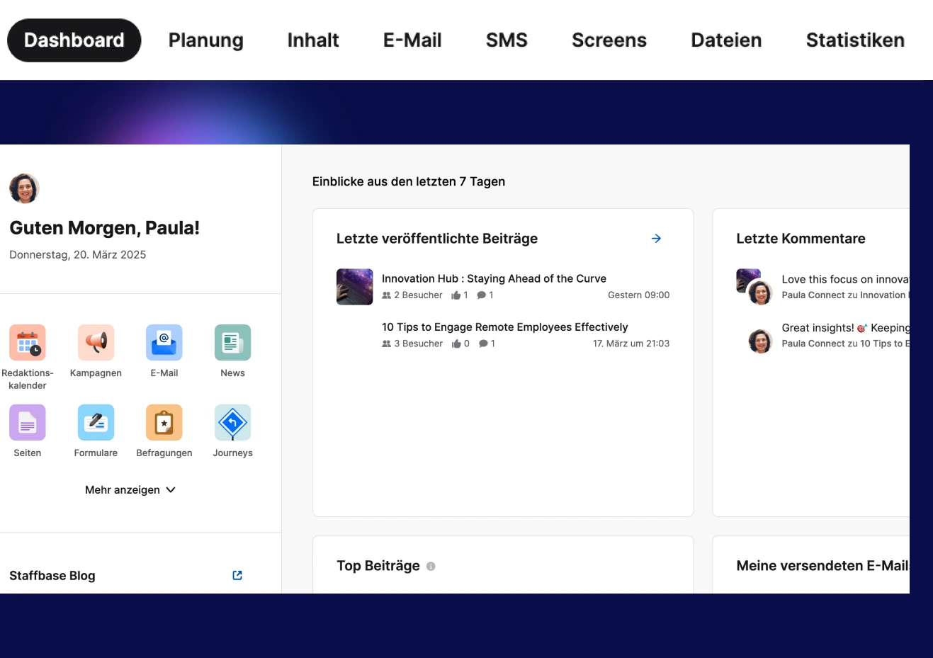 Staffbase Screenshot Mitarbeiter vernetzen Vergleich von keelearning