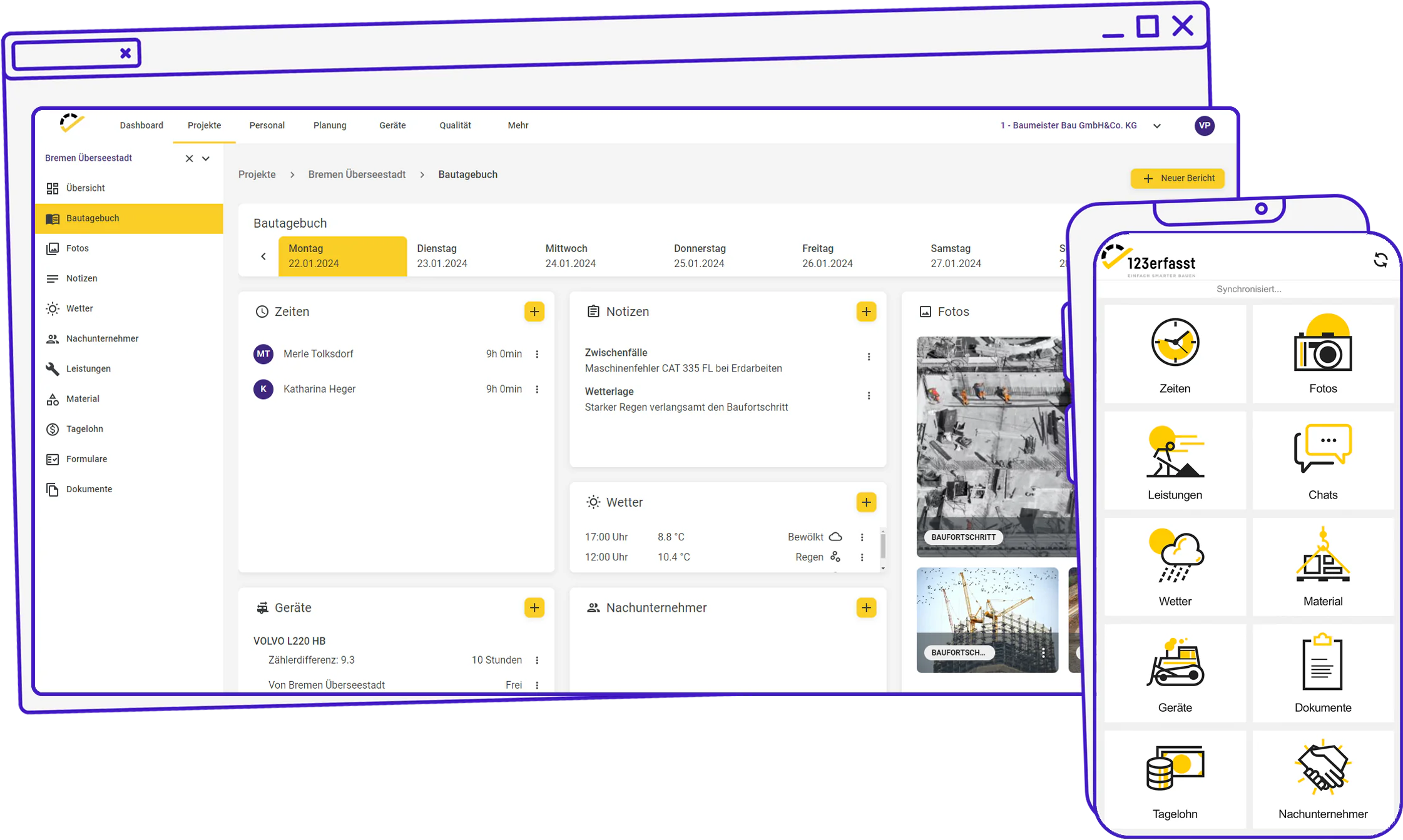 123erfasst Screenshot im Vergleich von keelearning bei Apps für Mitarbeiter im Bauwesen
