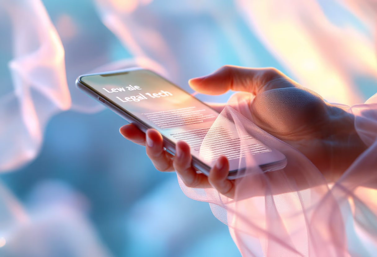 image of mobile device with legal article displayed in a nature-inspired setting