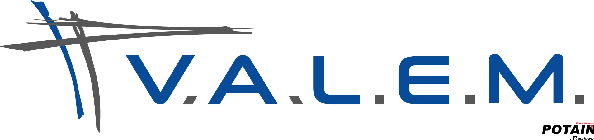 Logo de V.A.L.E.M. avec des lignes abstraites bleues et grises à gauche, texte bleu et gris.
