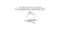 Logo von Norddeutsche Catering Services mit Text und einer Servierglocke auf einem Tablett.