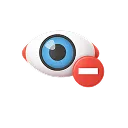 Stilisiertes Auge mit einem roten Symbol, das den Zugang oder die Sichtbarkeit einschränkt.