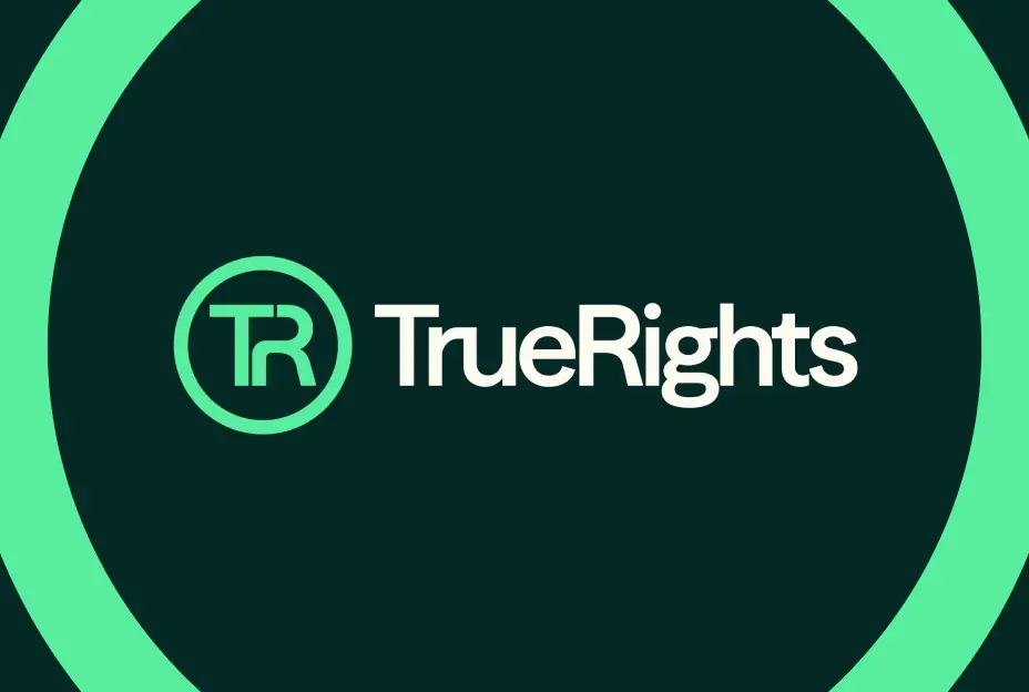 TrueRights Logo on a dark green background surrounded by a large green ring