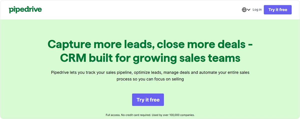 Pipedrive example interface in the CRM Automation: Benefits, Tools & How to Automate Your CRM review