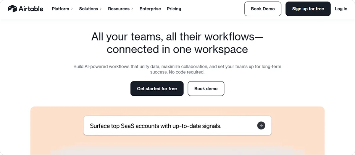 Airtable homepage as a ClickUp alternative — Knowlix offers all-in-one platform with AI Teammate