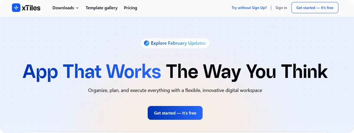 Xtiles homepage as a Notion alternative — Knowlix offers all-in-one platform with AI Teammate