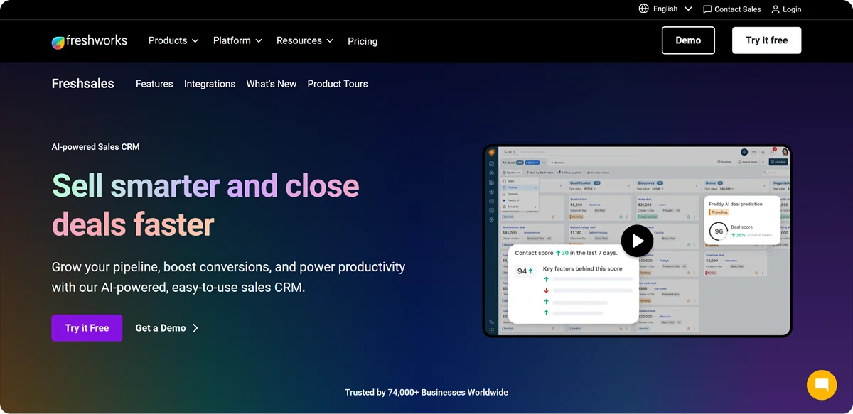 freshsales-homepage