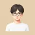 Illustration of a person with short dark hair, wearing round glasses, a teal shirt, and a gray backpack against a pale peach background.