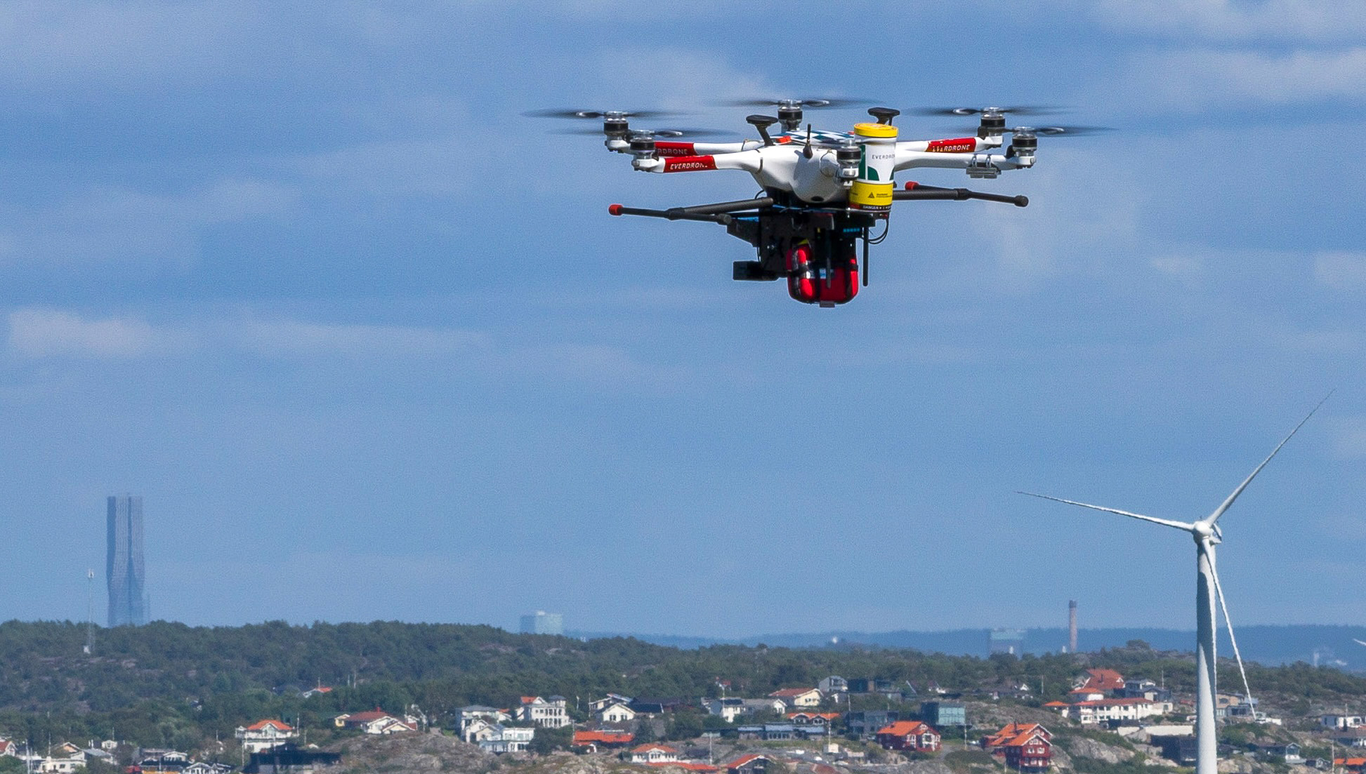 Everdrone E2 drone on standby in Mölndal